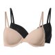 esmara® 2er Set Damen-T-Shirt-BH, 75B, schwarz/beige - B-Ware sehr gut