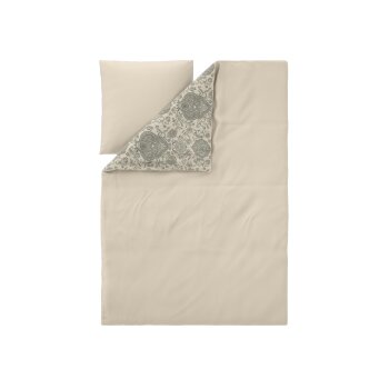 LIVARNO® Satin-Bettwäsche, 135 x 200 cm (creme/grau) - B-Ware neuwertig