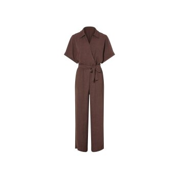 esmara® Damen Jumpsuit, in modischer Crêpe-Struktur (Braun, XS (32/34)) - B-Ware neuwertig