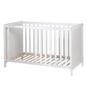 roba 2 in 1 Babybett 60 x 120 cm + Matratze - Gitter- & Beistellbett 6-fach Höhenverstellbar, Holz/weiß - B-Ware Transportschaden Kosmetisch