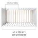 roba 2 in 1 Babybett 60 x 120 cm + Matratze - Gitter- & Beistellbett 6-fach Höhenverstellbar, Holz/weiß - B-Ware Transportschaden Kosmetisch