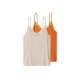 esmara® Damen Spaghettitops, 2 Stück (orange/beige, XS(32/34)) - B-Ware neuwertig