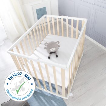 roba Laufgitter klappbar 75 x 100 cm - Platzsparender und faltbarer Baby Laufstall Holz - B-Ware Transportschaden Kosmetisch