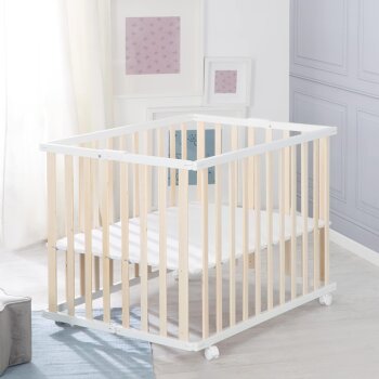 roba Laufgitter klappbar 75 x 100 cm - Platzsparender und faltbarer Baby Laufstall Holz - B-Ware Transportschaden Kosmetisch