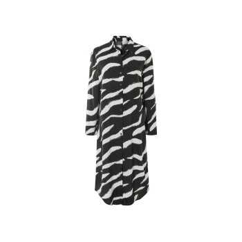 esmara® Damen Blusenkleid, mit Krempelfunktion (Muster/schwarz/weiß, 36) - B-Ware neuwertig