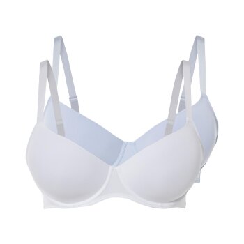 esmara® Damen Bügel-BHs, 2 Stück, vorgeformte Cups (Blau/Weiß, 90C) - B-Ware neuwertig