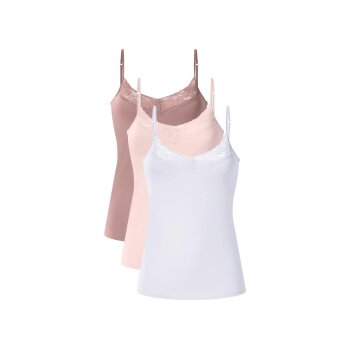 esmara® Damen Spaghettiträgerhemd mit Spitze, 3 Stück - B-Ware
