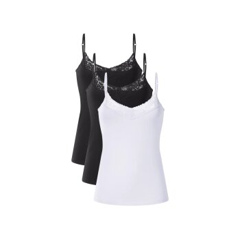 esmara® Damen Spaghettiträgerhemd mit Spitze, 3...