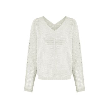 esmara® Damen Pullover, in modischem Lochstrickmuster (Weiß, S(36/38)) - B-Ware neuwertig