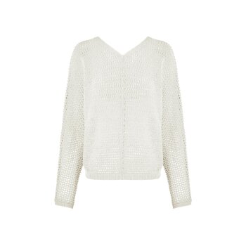 esmara® Damen Pullover, in modischem Lochstrickmuster (Weiß, S(36/38)) - B-Ware neuwertig