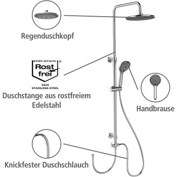 WENKO Watersaving Duschsystem, 22,5 x 75-120 cm, chrom -...