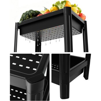 Ribelli Organisationsregal, mit 3 Ebenen, 24 cm, schwarz - B-Ware Transportschaden Kosmetisch