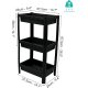Ribelli Organisationsregal, mit 3 Ebenen, 24 cm, schwarz - B-Ware Transportschaden Kosmetisch