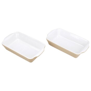 SILVERCREST® 2er Set Auflaufformen, aus Steinzeug, klein/beige - B-Ware neuwertig