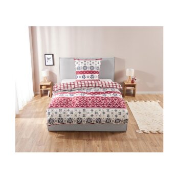 LIVARNO home Wendebettwäsche, aus Mikrofaser-Feinbiber, 140 x 200 cm, rot - B-Ware sehr gut