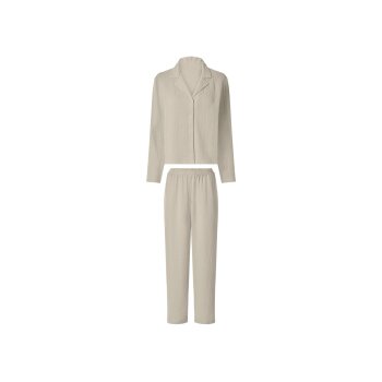 esmara® Damen Musselin-Pyjama (Beige, XS(32/34)) - B-Ware neuwertig