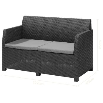 LIVARNO home Loungeset mit Tisch, 4-teilig, Kunststoff,...