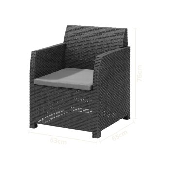 LIVARNO home Loungeset mit Tisch, 4-teilig, Kunststoff, anthrazit - B-Ware neuwertig