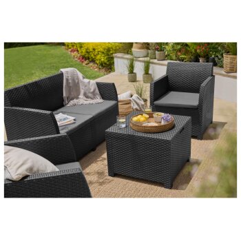 LIVARNO home Loungeset mit Tisch, 4-teilig, Kunststoff, anthrazit - B-Ware sehr gut
