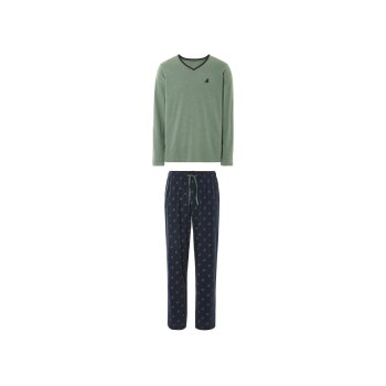 LIVERGY® Herren Pyjama, mit hohem Baumwollanteil (Grün, XL (56/58)) - B-Ware neuwertig