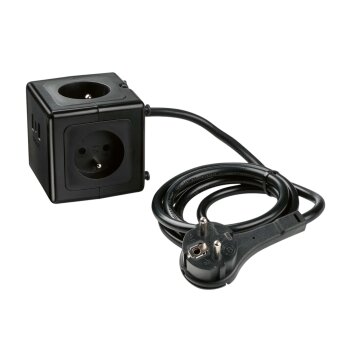 TRONIC Steckdosenwürfel mit USB-Ports, schwarz - B-Ware neuwertig