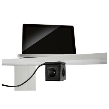 TRONIC Steckdosenwürfel mit USB-Ports, schwarz -...