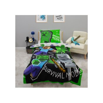 LIVARNO® Kinder Wendebettwäsche, 135 x 200 cm, Minecraft - B-Ware neuwertig