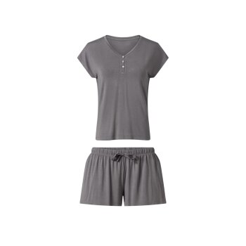 Esmara® Damen Pyjama, V-Ausschnitt, M (40/42), grau -...