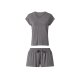 Esmara® Damen Pyjama, V-Ausschnitt, M (40/42), grau - B-Ware neuwertig