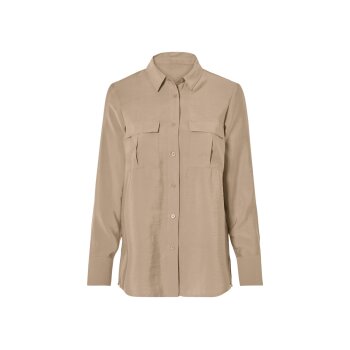 esmara® Damen Bluse, mit Seitenschlitzen (Beige, 44) - B-Ware neuwertig