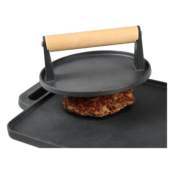 GRILLMEISTER Grillpfanne + Servierplatte / Burgerpresse glatt / Burgerpresse gerillt - B-Ware