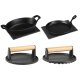 GRILLMEISTER Grillpfanne + Servierplatte / Burgerpresse glatt / Burgerpresse gerillt - B-Ware