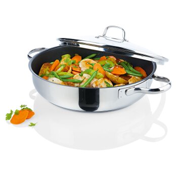 ERNESTO® Edelstahl-Servierpfanne, Ø 28 cm, Antihaftbeschichtung - B-Ware