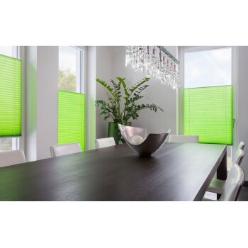 Lichtblick Klemmfix Plissee, stufenloses Einstellen, blickdicht, Montage ohne Bohren, 130 cm, 45 cm, grün - B-Ware neuwertig