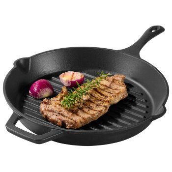 GRILLMEISTER Gusseisen-Bratpfanne / Gusseisen-Grillpfanne (geriffelt) - B-Ware neuwertig
