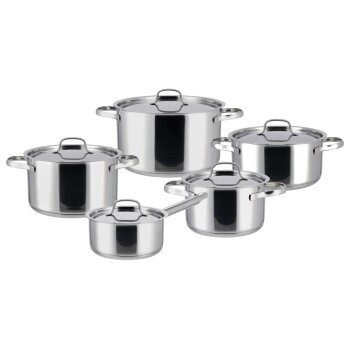 SILVERCREST® Edelstahl-Topf-Set, 10-teilig (Edelstahldeckel) - B-Ware sehr gut