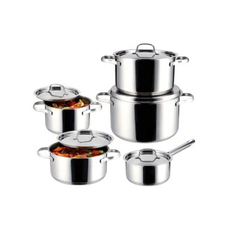 SILVERCREST® Edelstahl-Topf-Set, 10-teilig (Edelstahldeckel) - B-Ware sehr gut