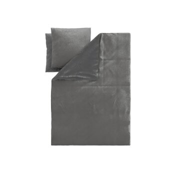 LIVARNO® Wendebettwäsche, aus Plüsch, 240 x 220 cm, grau - B-Ware neuwertig