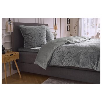LIVARNO® Wendebettwäsche, aus Plüsch, 240 x 220 cm, grau - B-Ware neuwertig