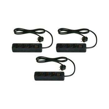 TRONIC® 3er Set Steckdosenleisten, 3 Stecker, schwarz...