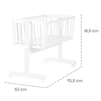 roba Babywiege inkl. Matratze 40 x 90 cm - Wiegefunktion mit Feststellknopf + Bremsrollensatz, weiß - B-Ware Transportschaden Kosmetisch