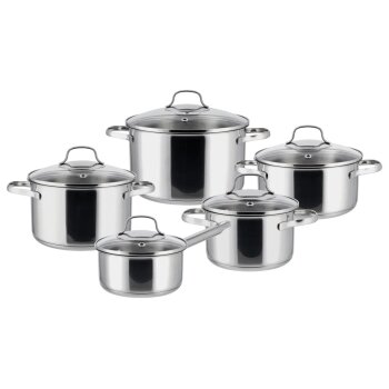 SILVERCREST® Edelstahl-Topf-Set, 10-teilig (Glasdeckel) - B-Ware sehr gut