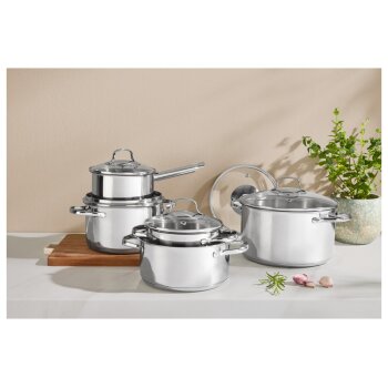 SILVERCREST® Edelstahl-Topf-Set, 10-teilig (Glasdeckel) - B-Ware sehr gut