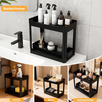 Ribelli 2er Set Küchenorganizer, mit Ausziehbarer Schublade, 40 x 22 x 33.8 cm, schwarz - B-Ware gut