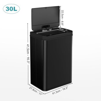 Ribelli Sensor-Mülleimer, aus Edelstahl, 30 L, schwarz - B-Ware neuwertig