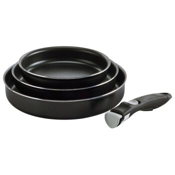 CRIVIT Aluminium-Kochgeschirr-Set 4-teilig, mit abnehmbarem Griff - B-Ware