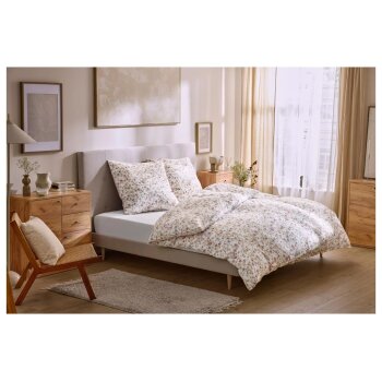LIVARNO® Satin-Bettwäsche, 135 x 200 cm (Blumen/weiß) - B-Ware neuwertig