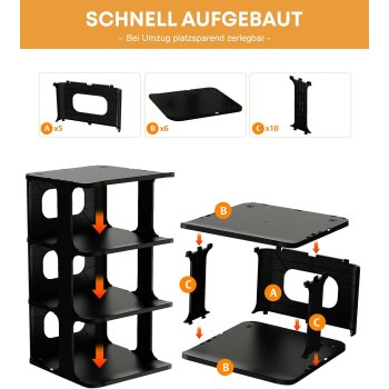 Ribelli Schuhorganisationsregal, 6-stufig, schwarz - B-Ware neuwertig