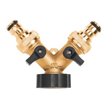 PARKSIDE® Messing-Stecksystem / Messing-2-Wege-Verteiler / Wasserhahn Messing / Messing-Gartenspritze (2-Wege-Verteiler) - B-Ware neuwertig