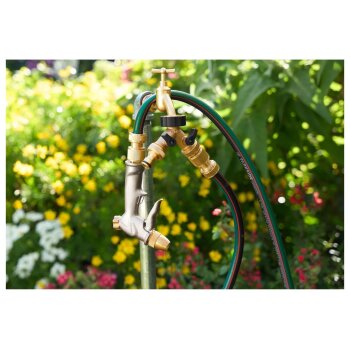 PARKSIDE® Messing-Stecksystem / Messing-2-Wege-Verteiler / Wasserhahn Messing / Messing-Gartenspritze (2-Wege-Verteiler) - B-Ware neuwertig
